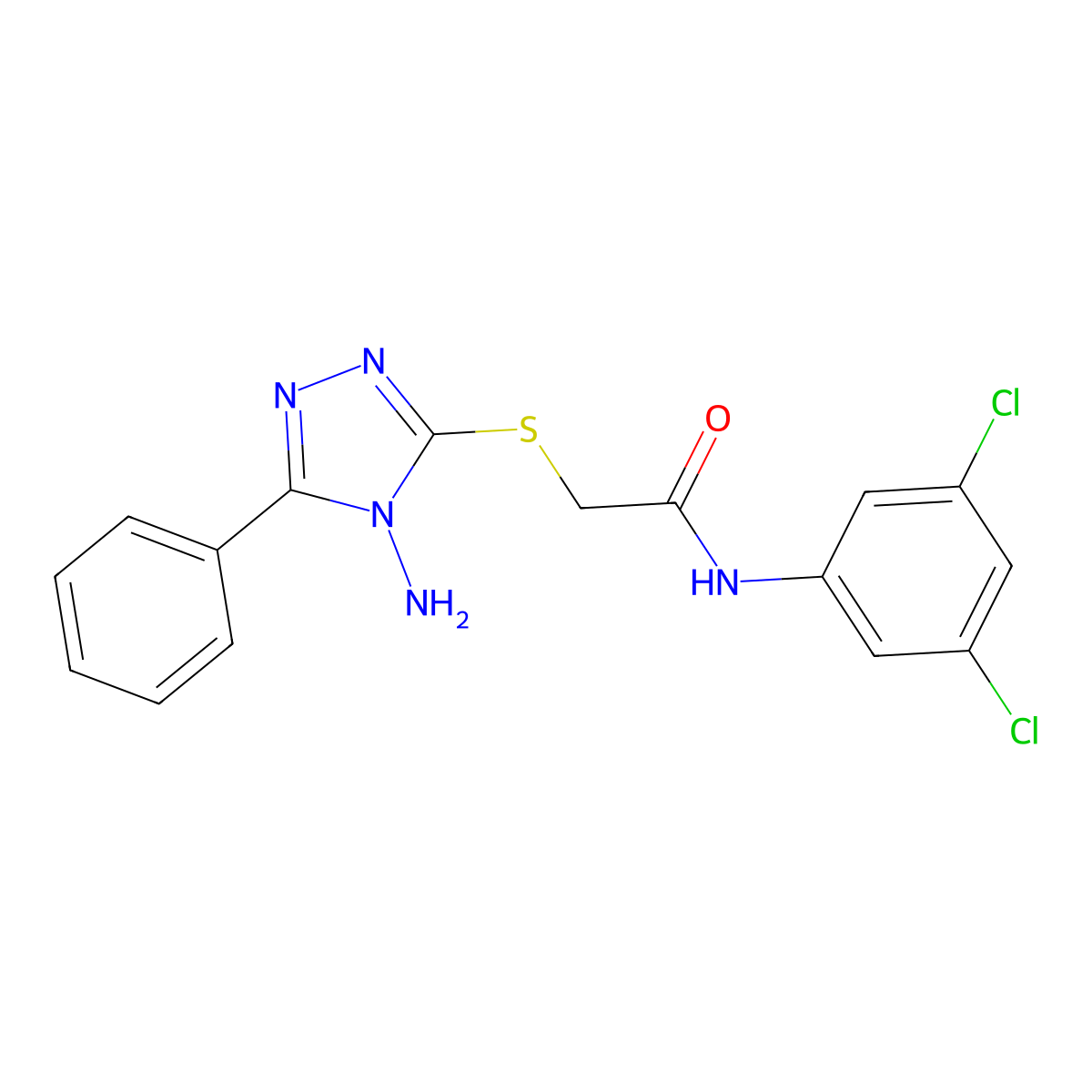 2-((4-amino-5-phenyl-4H-1,2,4-triazol-3-yl)thio)-N-(3,5-dichlorophenyl)acetamide molecular structure, CAS 577988-35-3