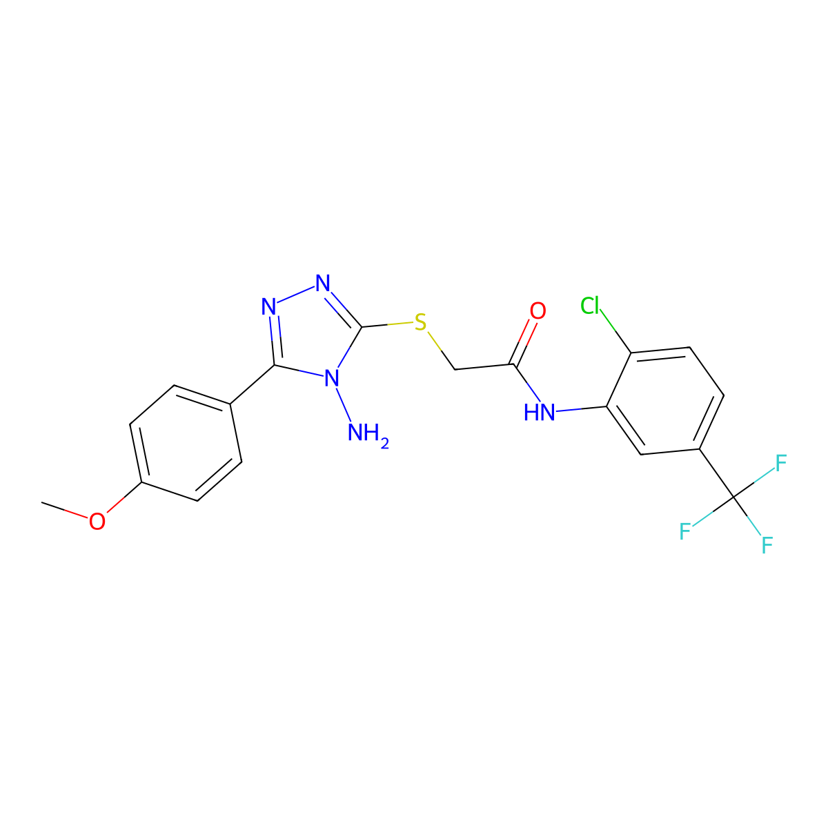 2-[4-amino-5-(4-methoxyphenyl)(1,2,4-triazol-3-ylthio)]-N-[2-chloro-5-(trifluo romethyl)phenyl]acetamide molecular structure, CAS 577988-47-7