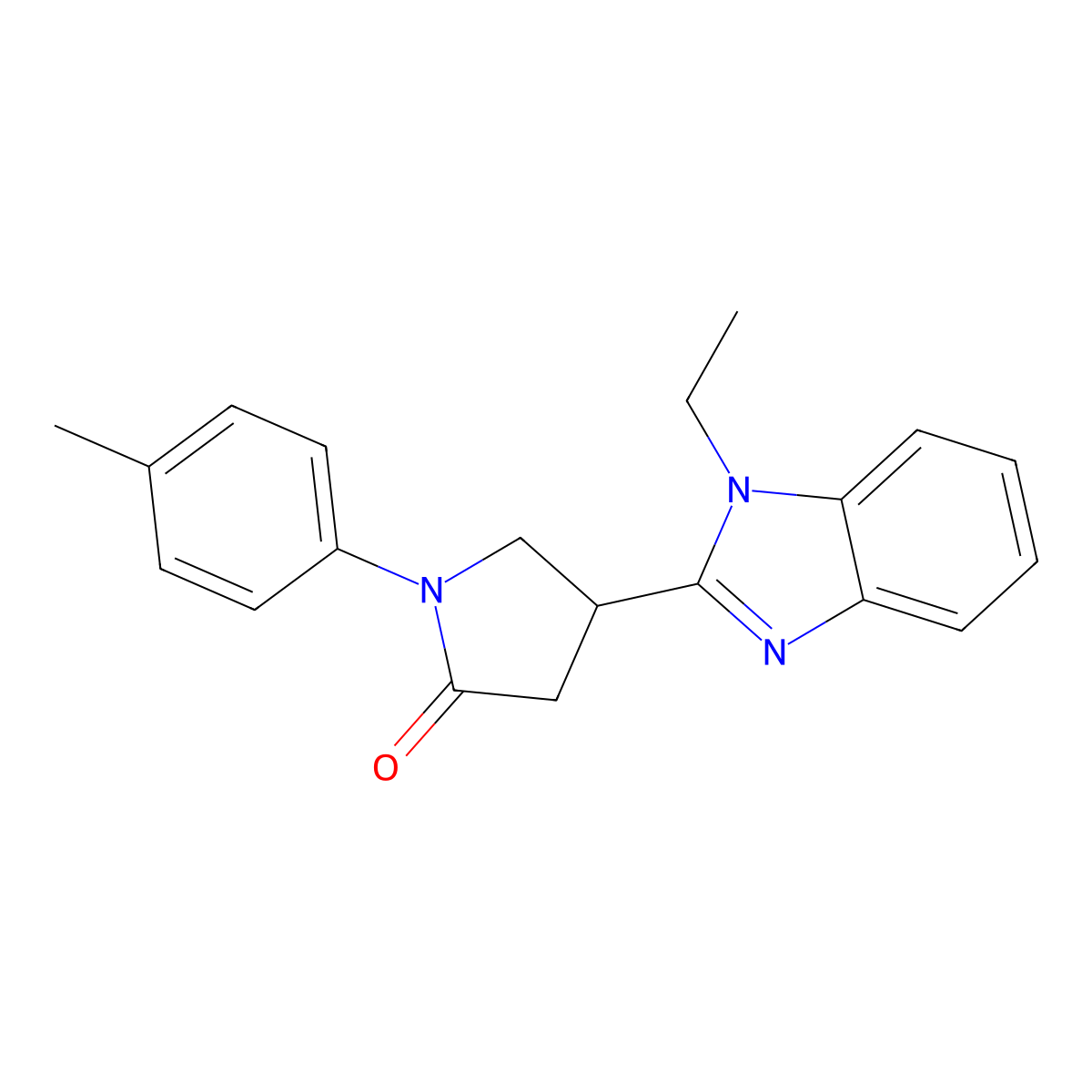 4-(1-ethyl-1H-benzo[d]imidazol-2-yl)-1-(p-tolyl)pyrrolidin-2-one molecular structure, CAS 577988-86-4