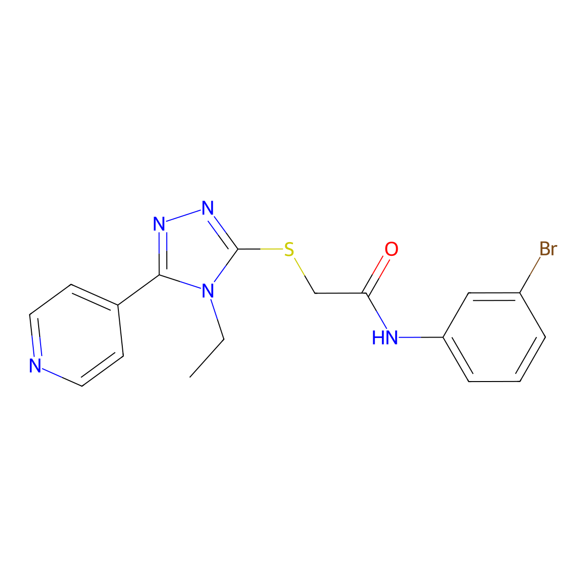 N-(3-BR-PH)-2-((4-Ethyl-5-(4-pyridinyl)-4H-1,2,4-triazol-3-YL)thio)acetamide molecular structure, CAS 577988-91-1