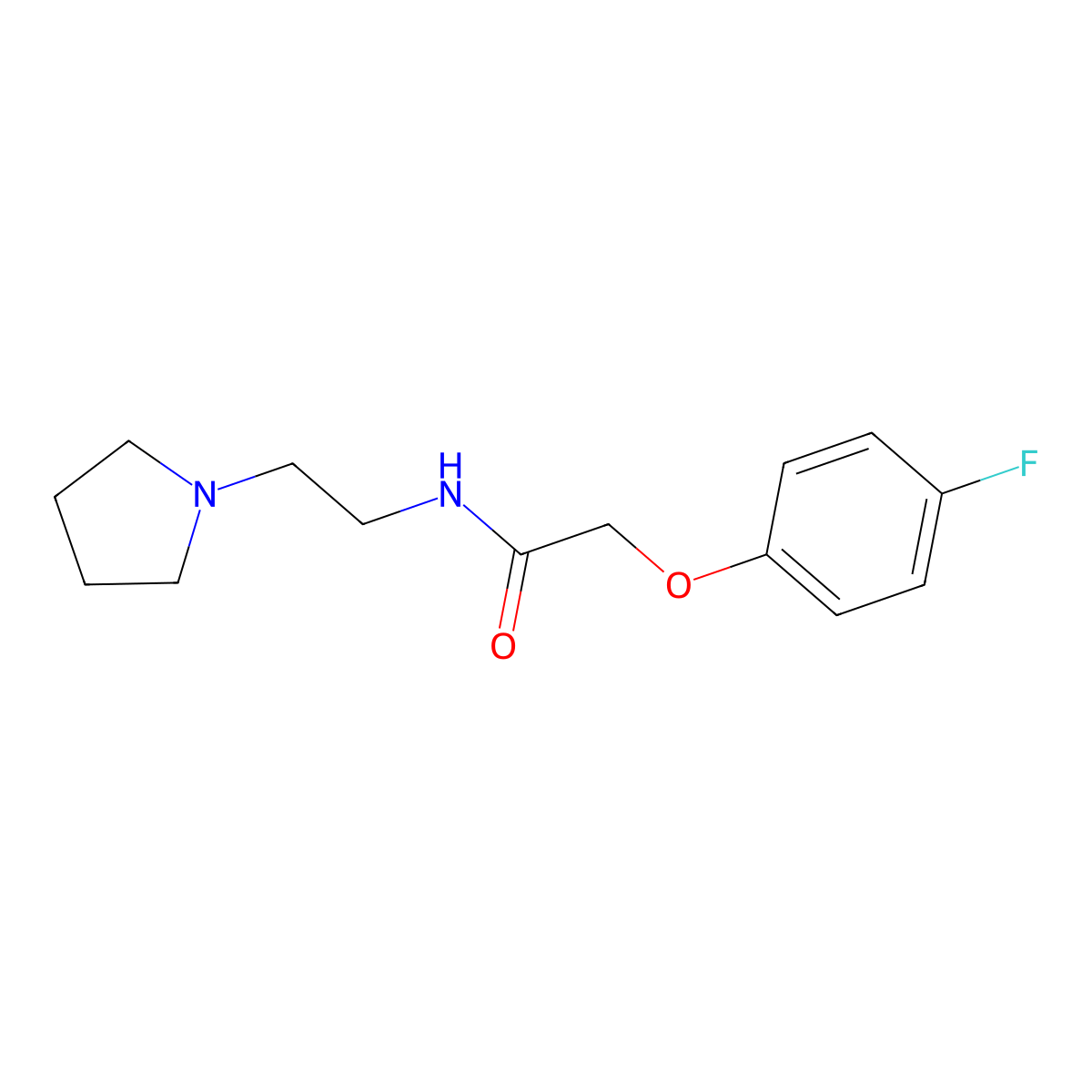 2-(4-fluorophenoxy)-N-(2-pyrrolidin-1-ylethyl)acetamide molecular structure, CAS 577989-18-5