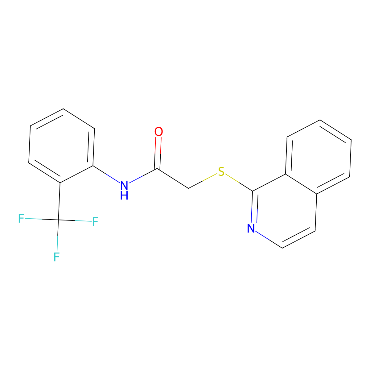 2-(isoquinolin-1-ylsulfanyl)-N-[2-(trifluoromethyl)phenyl]acetamide molecular structure, CAS 577989-53-8
