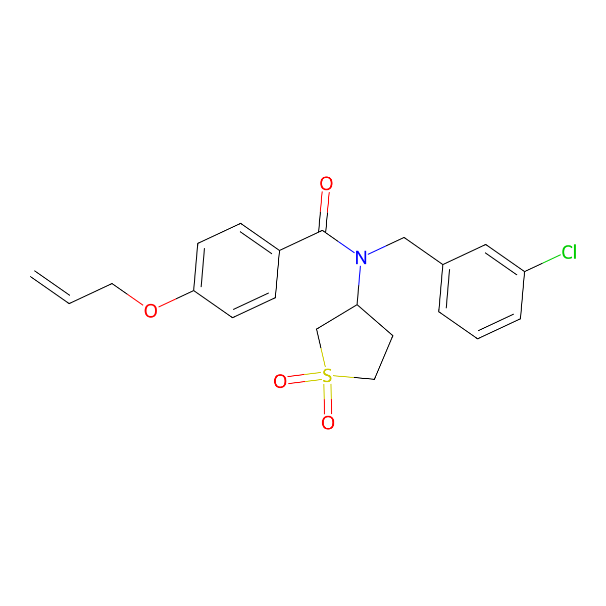 4-(allyloxy)-N-(3-chlorobenzyl)-N-(1,1-dioxidotetrahydrothiophen-3-yl)benzamide molecular structure, CAS 577989-71-0