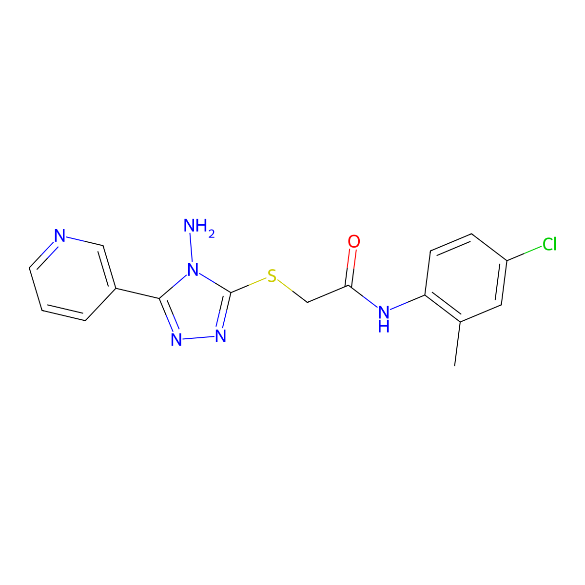 2-((4-Amino-5-(3-pyridinyl)-4H-1,2,4-triazol-3-YL)thio)N-(4-CL-2-ME-PH)acetamide molecular structure, CAS 577990-13-7