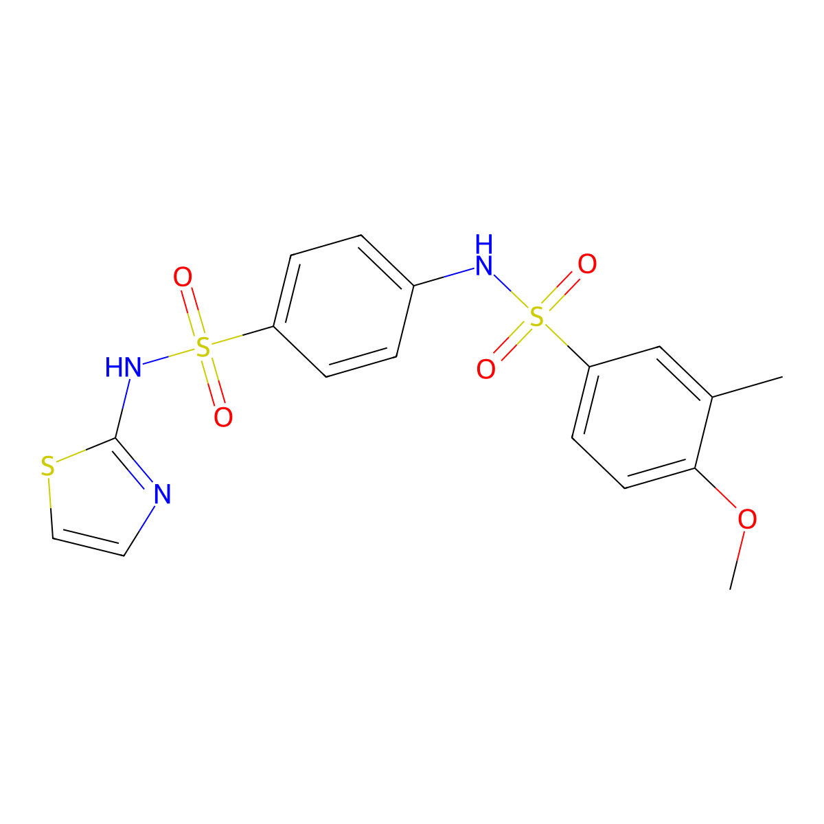 4-methoxy-3-methyl-N-[4-(1,3-thiazol-2-ylsulfamoyl)phenyl]benzenesulfonamide molecular structure, CAS 577990-14-8