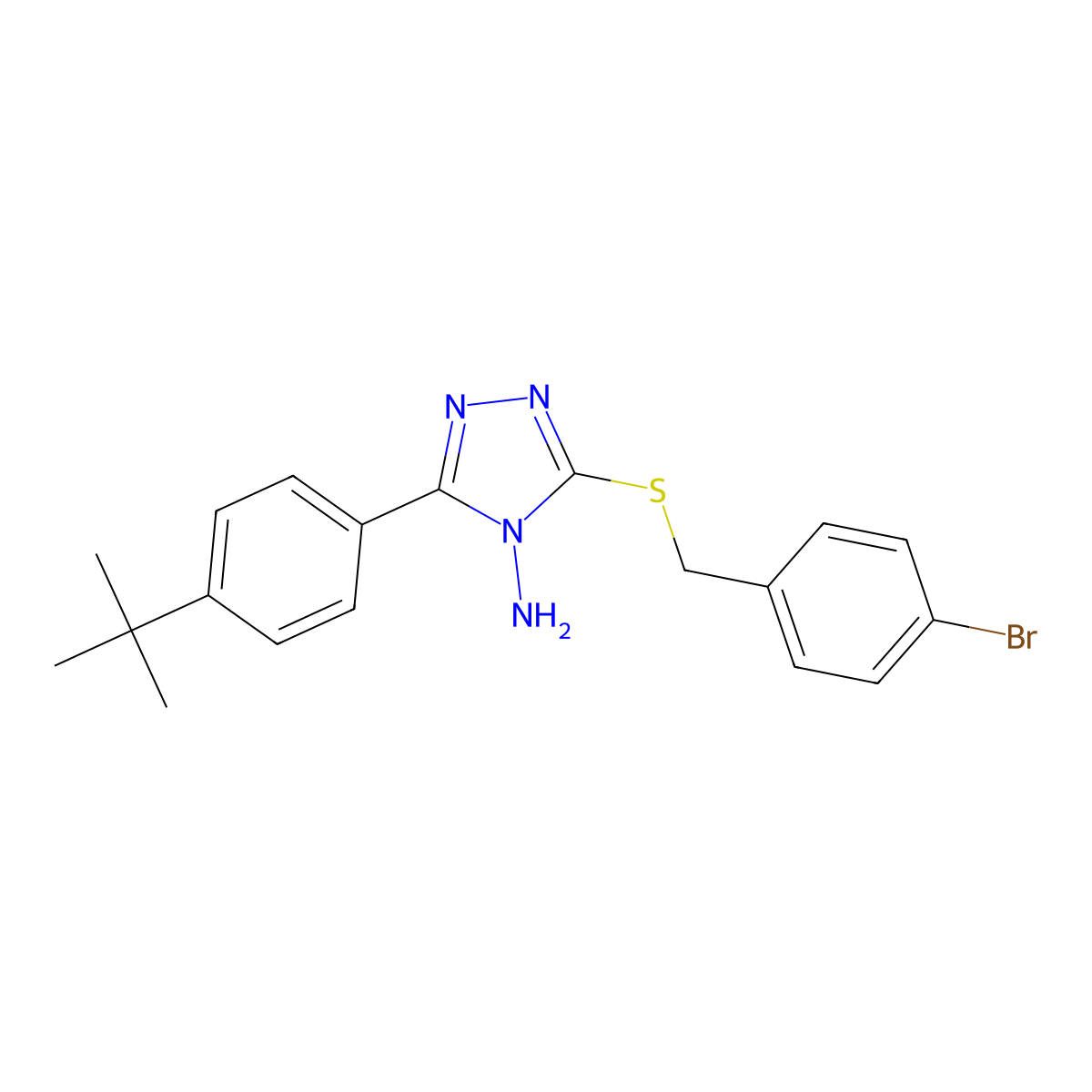 3-[(4-bromobenzyl)sulfanyl]-5-(4-tert-butylphenyl)-4H-1,2,4-triazol-4-amine molecular structure, CAS 577990-43-3