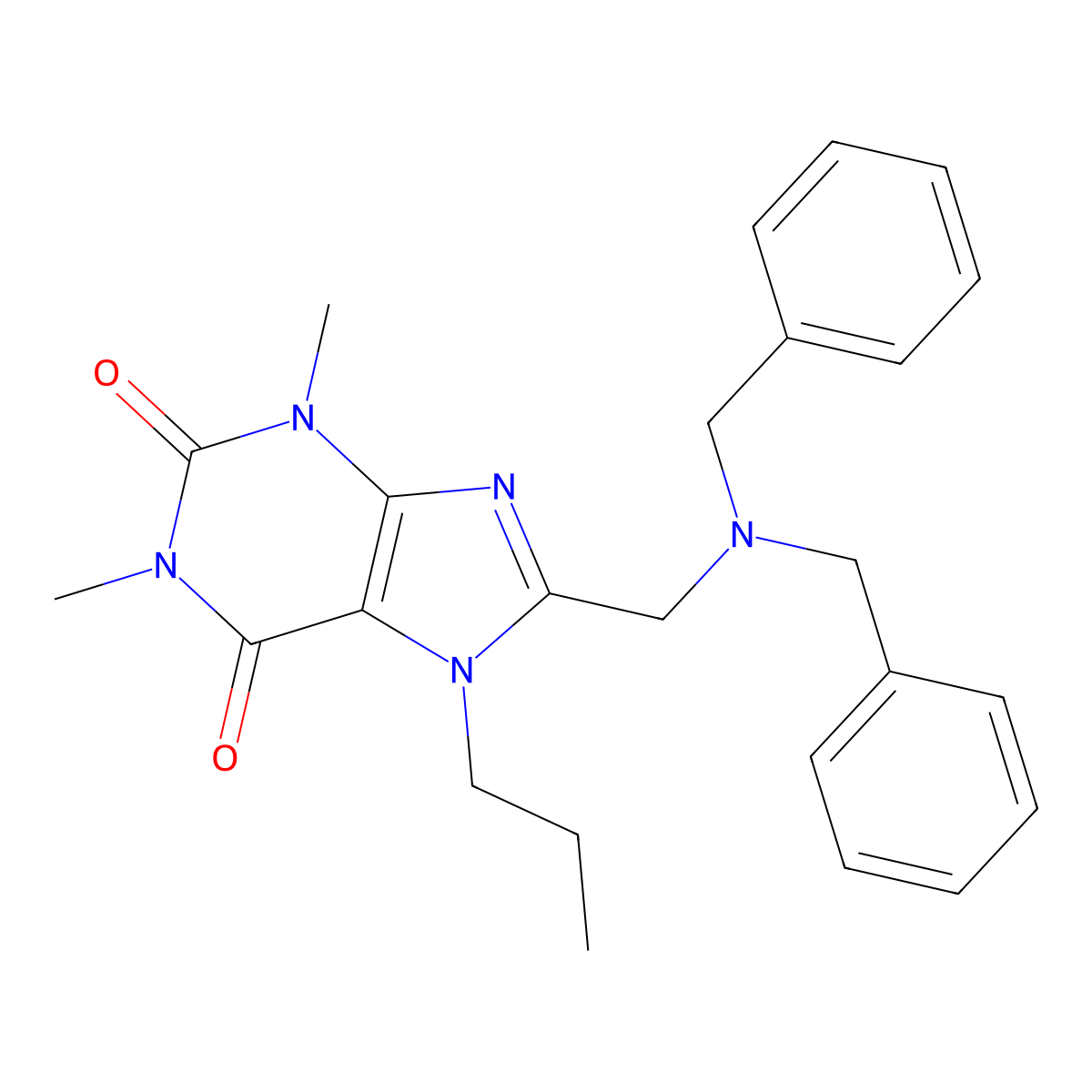 8-[(Dibenzylamino)methyl]-1,3-dimethyl-7-propylpurine-2,6-dione molecular structure, CAS 577990-50-2