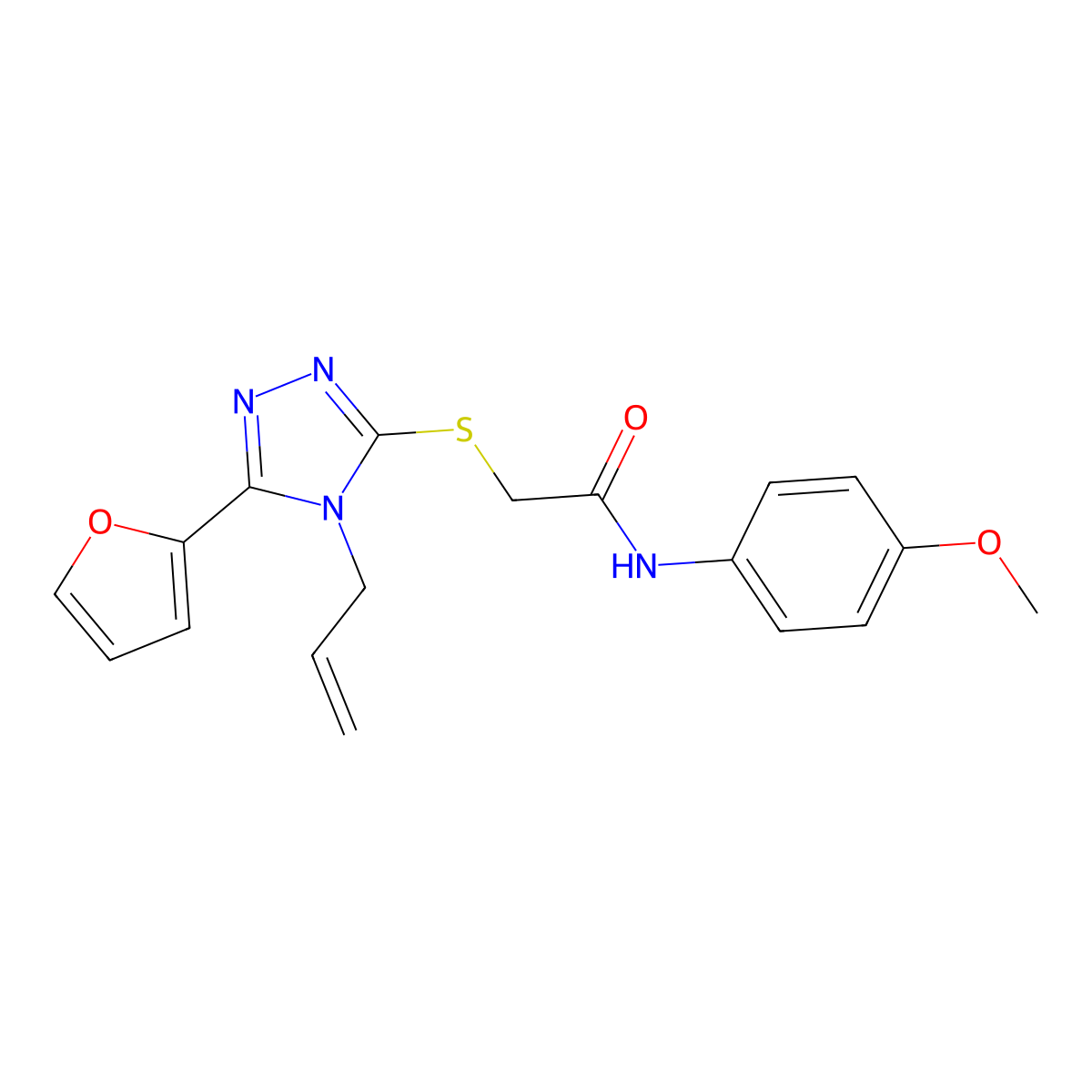 2-((4-Allyl-5-(2-furyl)-4H-1,2,4-triazol-3-YL)thio)-N-(4-methoxyphenyl)acetamide molecular structure, CAS 577990-51-3