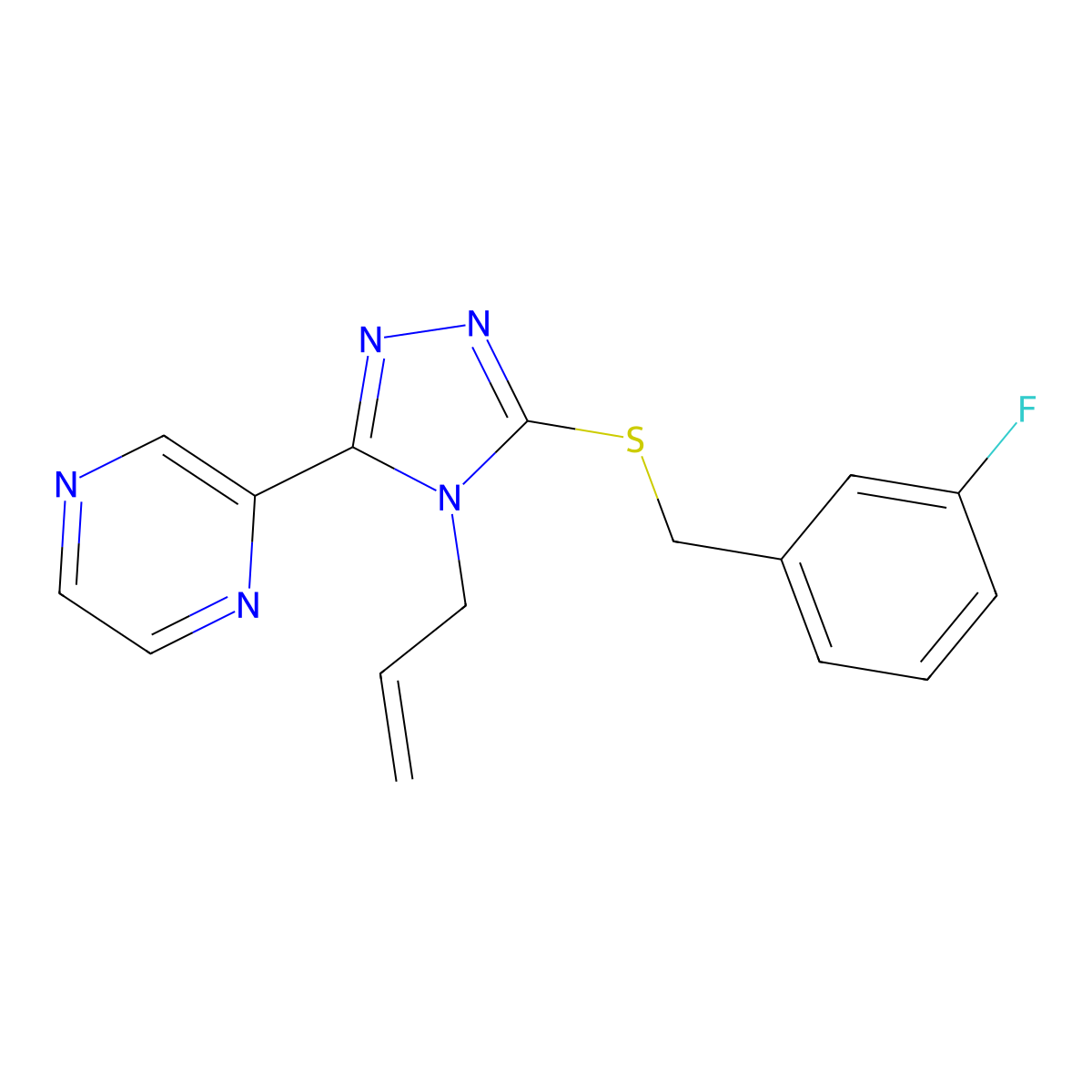 3-[(3-Fluorophenyl)methylthio]-4-prop-2-enyl-5-pyrazin-2-yl-1,2,4-triazole molecular structure, CAS 577990-71-7
