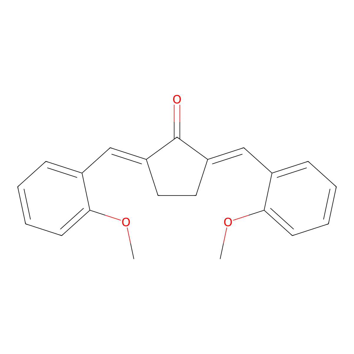 Cyclopentanone, 2,5-bis[(2-methoxyphenyl)methylene]- molecular structure, CAS 577995-40-5