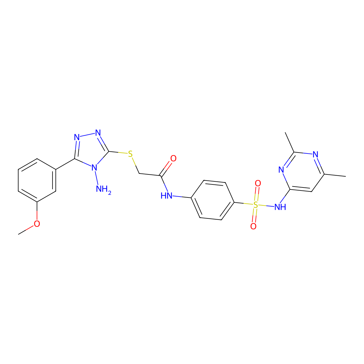 2-{[4-amino-5-(3-methoxyphenyl)-4H-1,2,4-triazol-3-yl]sulfanyl}-N-{4-[(2,6-dimethylpyrimidin-4-yl)sulfamoyl]phenyl}acetamide molecular structure, CAS 577996-00-0