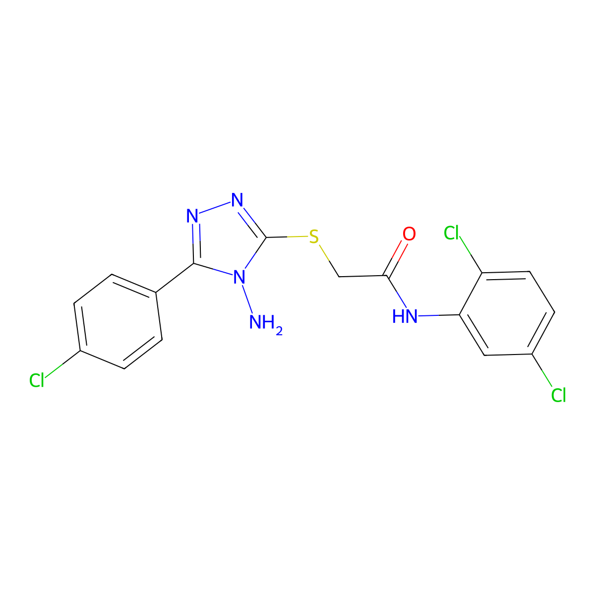 2-{[4-amino-5-(4-chlorophenyl)-4H-1,2,4-triazol-3-yl]sulfanyl}-N-(2,5-dichlorophenyl)acetamide molecular structure, CAS 577996-02-2