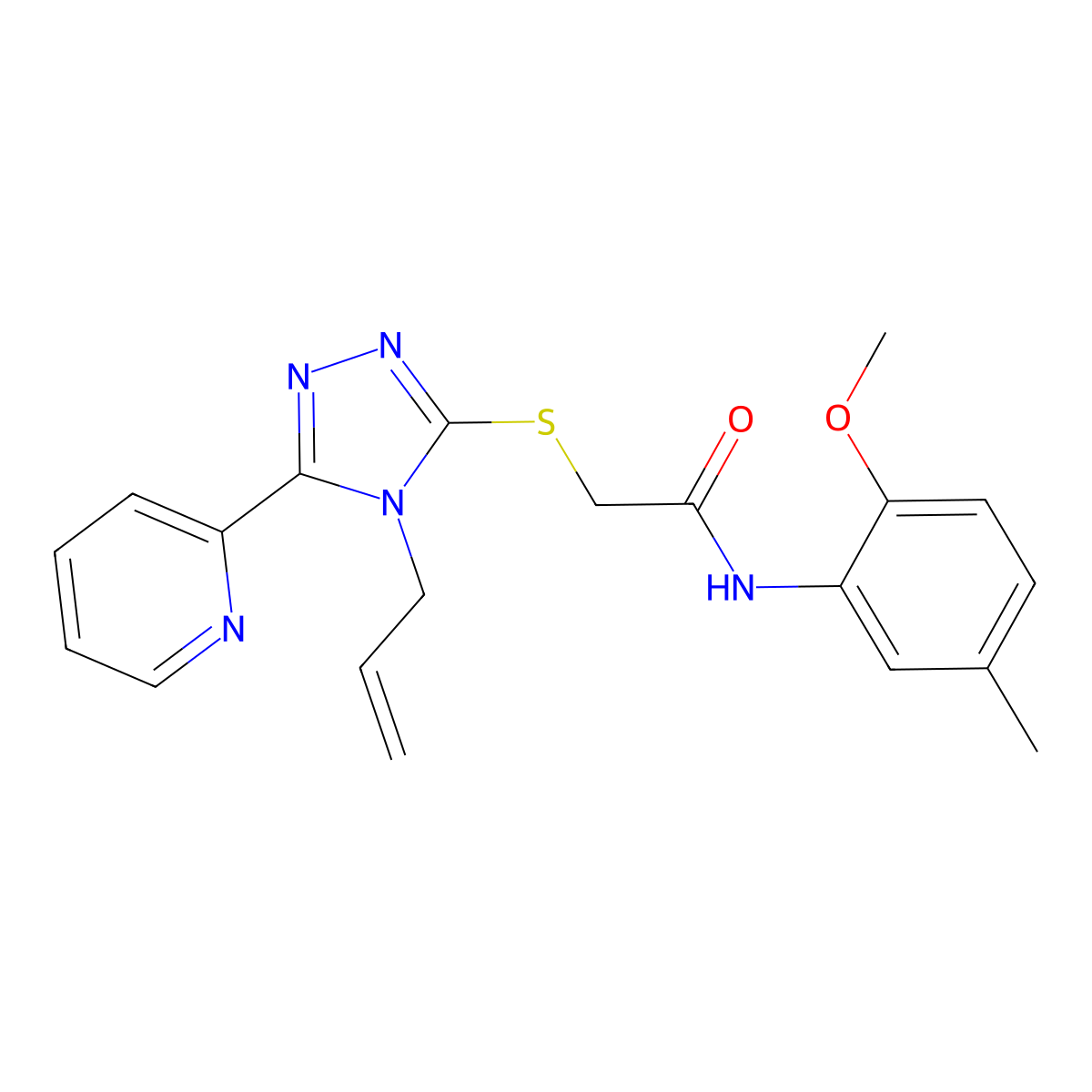 2-{[4-Allyl-5-(2-pyridinyl)-4H-1,2,4-triazol-3-YL]sulfanyl}-N-(2-methoxy-5-methylphenyl)acetamide molecular structure, CAS 577996-66-8