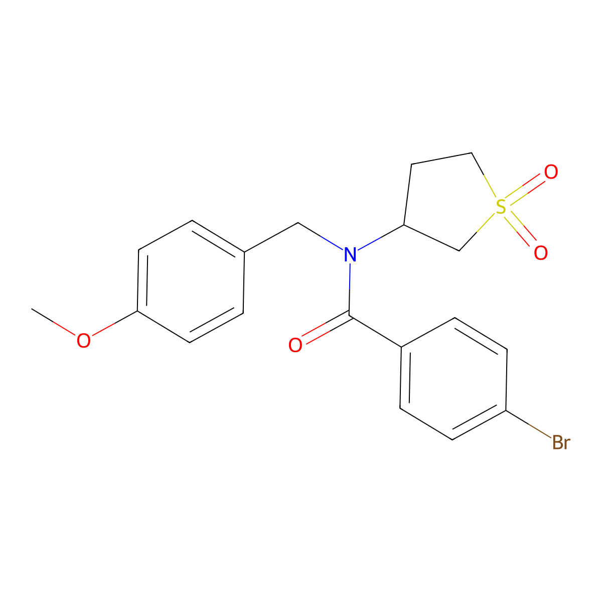 4-bromo-N-(1,1-dioxidotetrahydrothiophen-3-yl)-N-(4-methoxybenzyl)benzamide molecular structure, CAS 577996-68-0