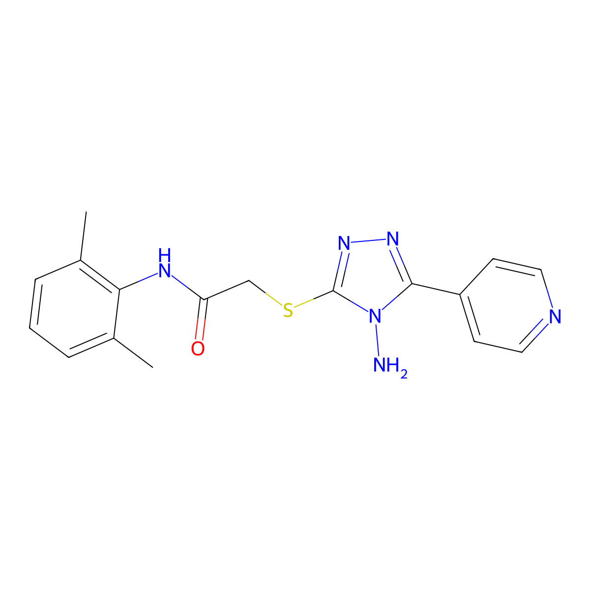 2-((4-Amino-5-(4-pyridinyl)4H-1,2,4-triazol-3-YL)thio)-N-(2,6-DI-ME-PH)acetamide molecular structure, CAS 577997-00-3
