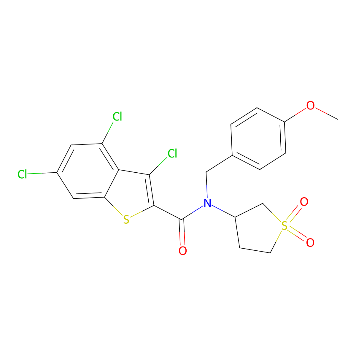 3,4,6-trichloro-N-(1,1-dioxidotetrahydrothiophen-3-yl)-N-(4-methoxybenzyl)-1-benzothiophene-2-carboxamide molecular structure, CAS 577997-04-7