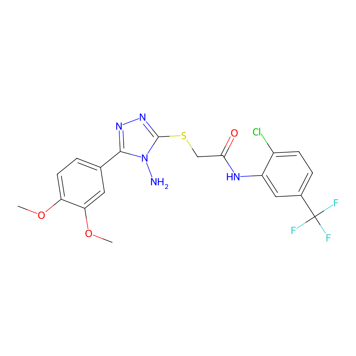 2-{[4-amino-5-(3,4-dimethoxyphenyl)-4H-1,2,4-triazol-3-yl]sulfanyl}-N-[2-chloro-5-(trifluoromethyl)phenyl]acetamide molecular structure, CAS 577997-09-2