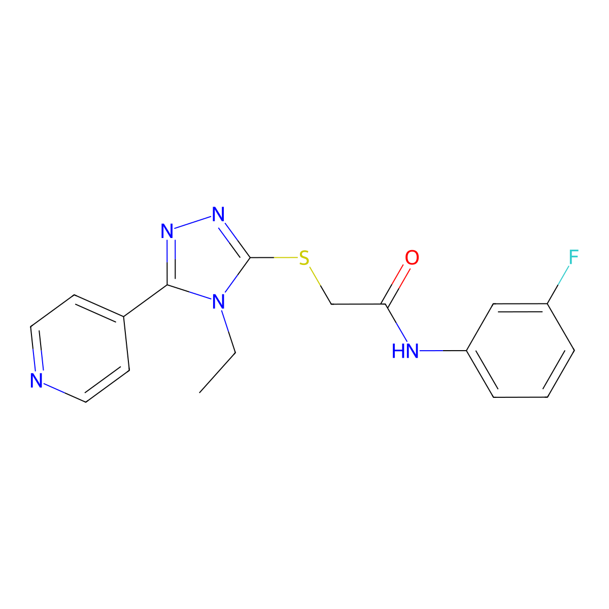 2-((4-ET-5-(4-Pyridinyl)-4H-1,2,4-triazol-3-YL)thio)-N-(3-fluorophenyl)acetamide molecular structure, CAS 577997-33-2