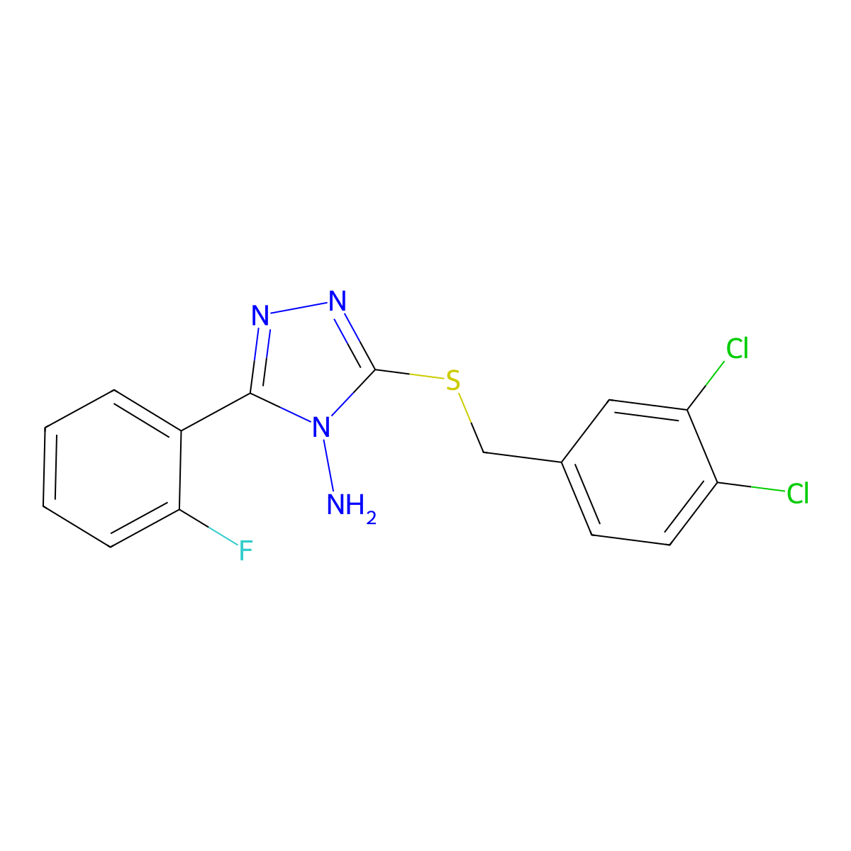 5-[(3,4-Dichlorophenyl)methylthio]-3-(2-fluorophenyl)-1,2,4-triazole-4-ylamine molecular structure, CAS 577997-44-5