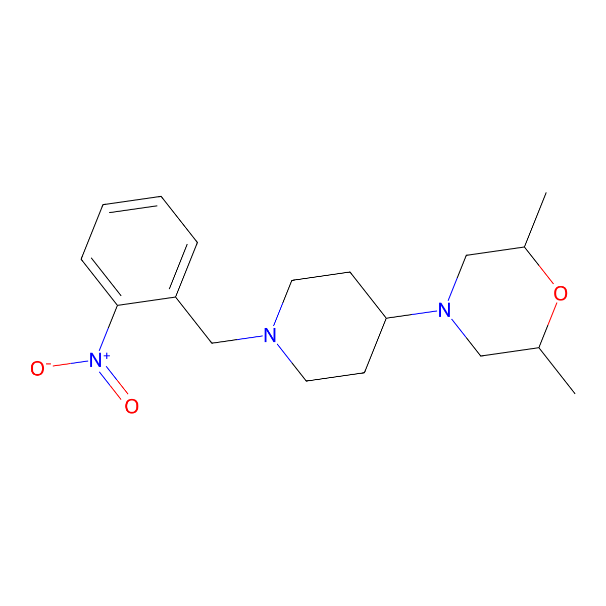 2,6-Dimethyl-4-[1-[(2-nitrophenyl)methyl]piperidin-4-yl]morpholine molecular structure, CAS 577997-92-3