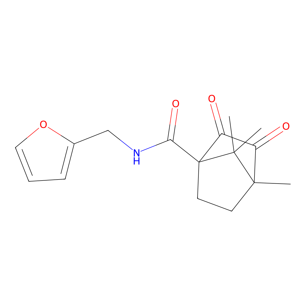 N-(furan-2-ylmethyl)-4,7,7-trimethyl-2,3-dioxobicyclo[2.2.1]heptane-1-carboxamide molecular structure, CAS 577998-14-2