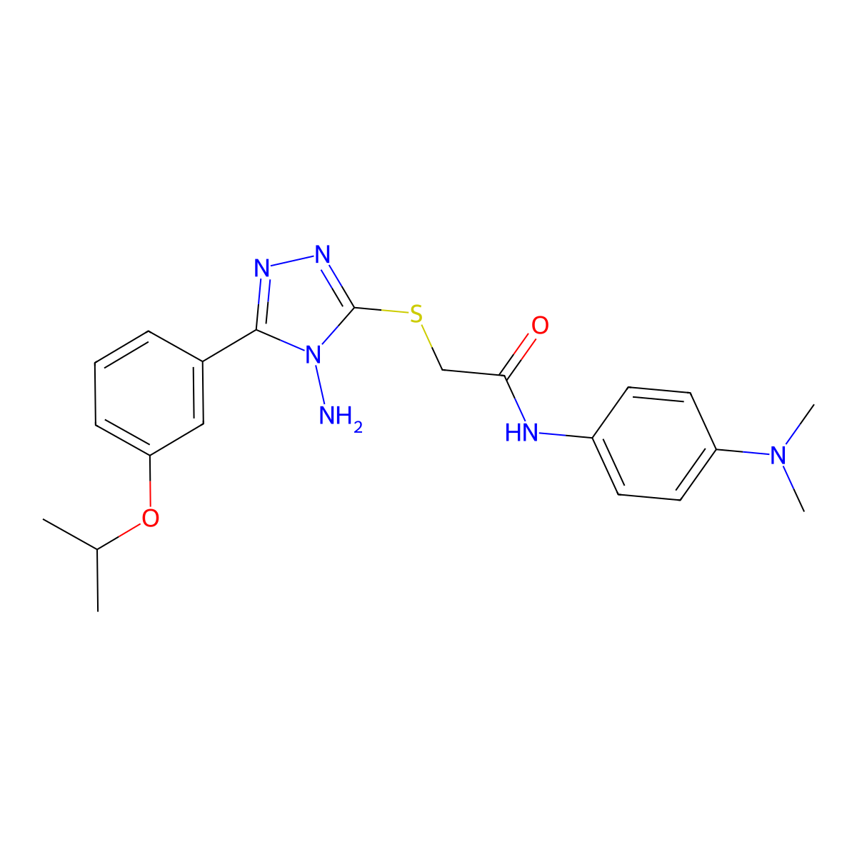 2-({4-amino-5-[3-(propan-2-yloxy)phenyl]-4H-1,2,4-triazol-3-yl}sulfanyl)-N-[4-(dimethylamino)phenyl]acetamide molecular structure, CAS 577998-20-0