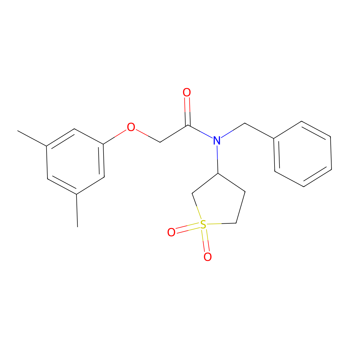 N-benzyl-2-(3,5-dimethylphenoxy)-N-(1,1-dioxidotetrahydrothiophen-3-yl)acetamide molecular structure, CAS 577998-24-4