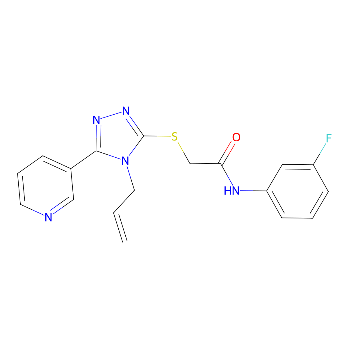 N-(3-fluorophenyl)-2-{[4-(prop-2-en-1-yl)-5-(pyridin-3-yl)-4H-1,2,4-triazol-3-yl]sulfanyl}acetamide molecular structure, CAS 577998-42-6