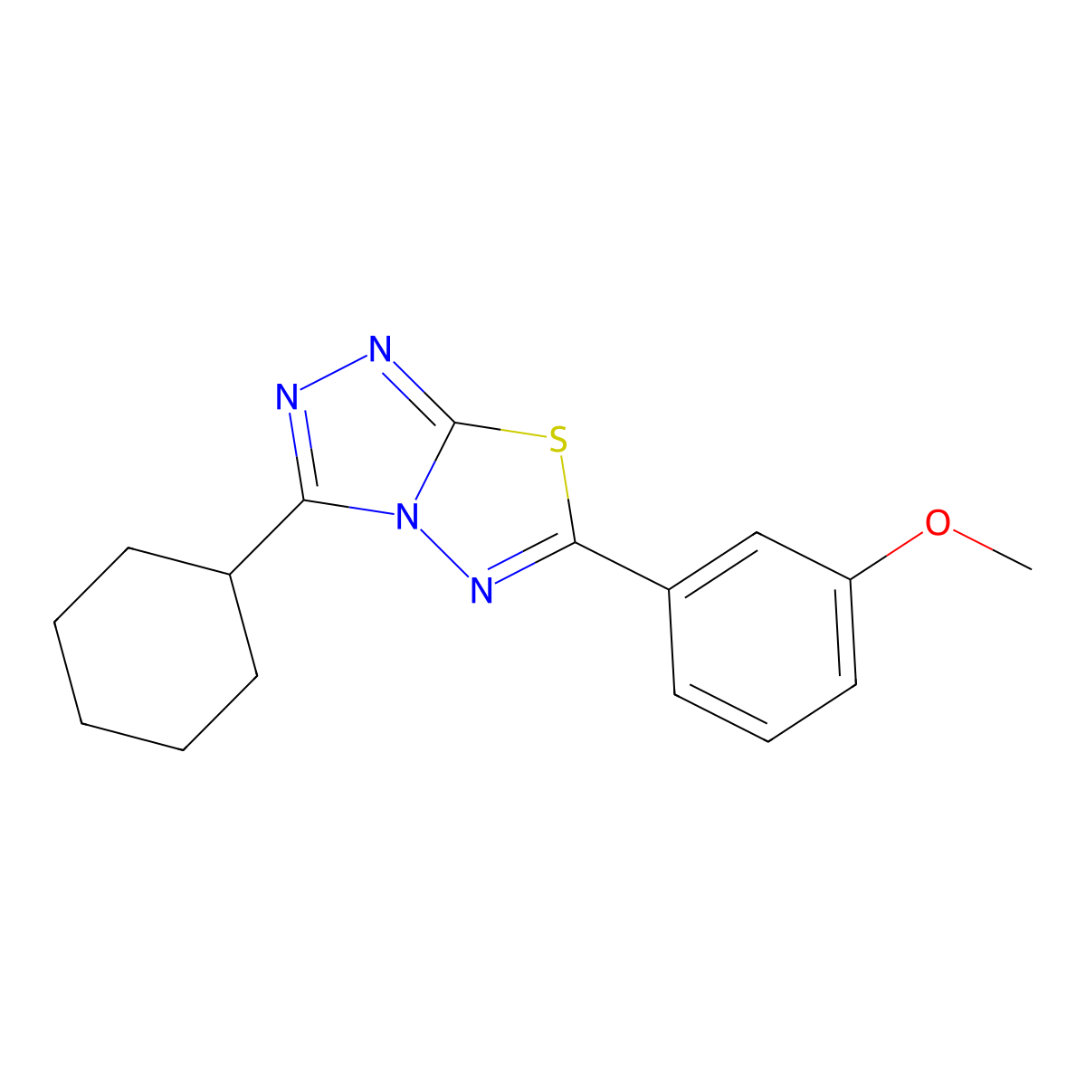 3-Cyclohexyl-6-(3-methoxyphenyl)-[1,2,4]triazolo[3,4-b][1,3,4]thiadiazole molecular structure, CAS 577998-47-1