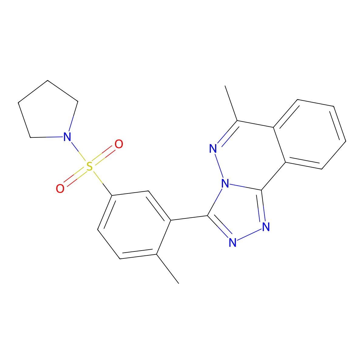 6-Methyl-3-(2-methyl-5-(1-pyrrolidinylsulfonyl)phenyl)-1,2,4-triazolo(3,4-a)phthalazine molecular structure, CAS 577998-54-0
