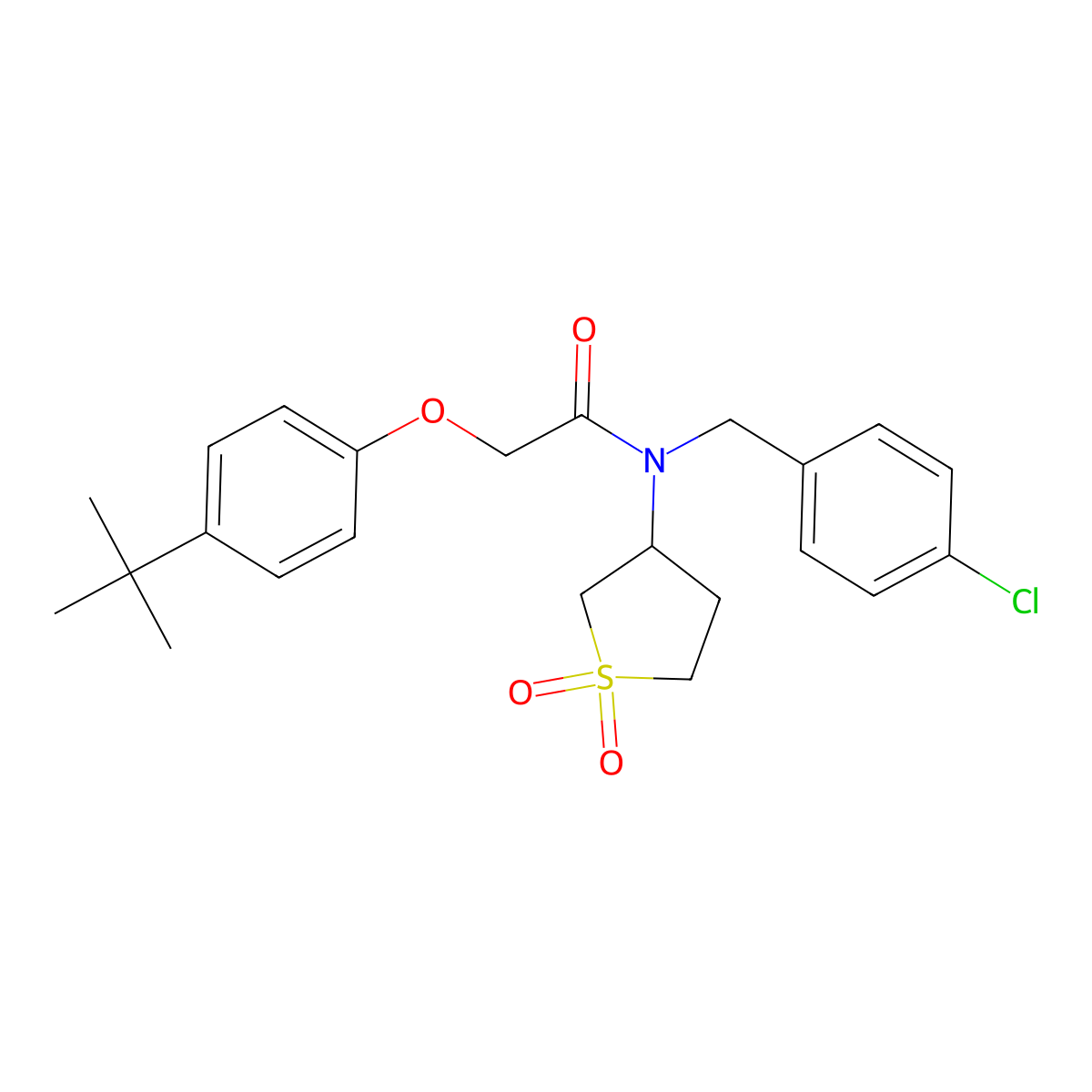 2-(4-tert-butylphenoxy)-N-(4-chlorobenzyl)-N-(1,1-dioxidotetrahydrothiophen-3-yl)acetamide molecular structure, CAS 577998-56-2