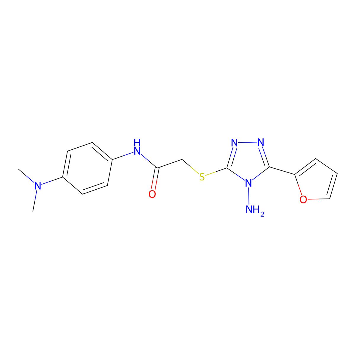 2-(4-amino-5-(2-furyl)(1,2,4-triazol-3-ylthio))-N-[4-(dimethylamino)phenyl]ace tamide molecular structure, CAS 577999-10-1