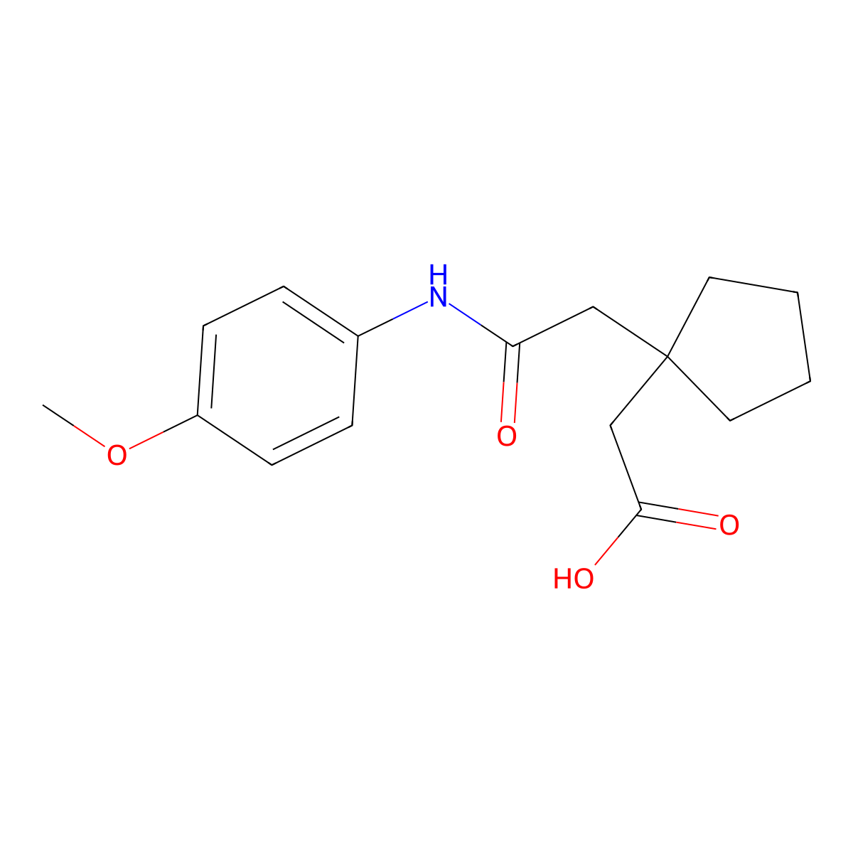 (1-{2-[(4-Methoxyphenyl)amino]-2-oxoethyl}cyclopentyl)acetic acid molecular structure, CAS 577999-29-2