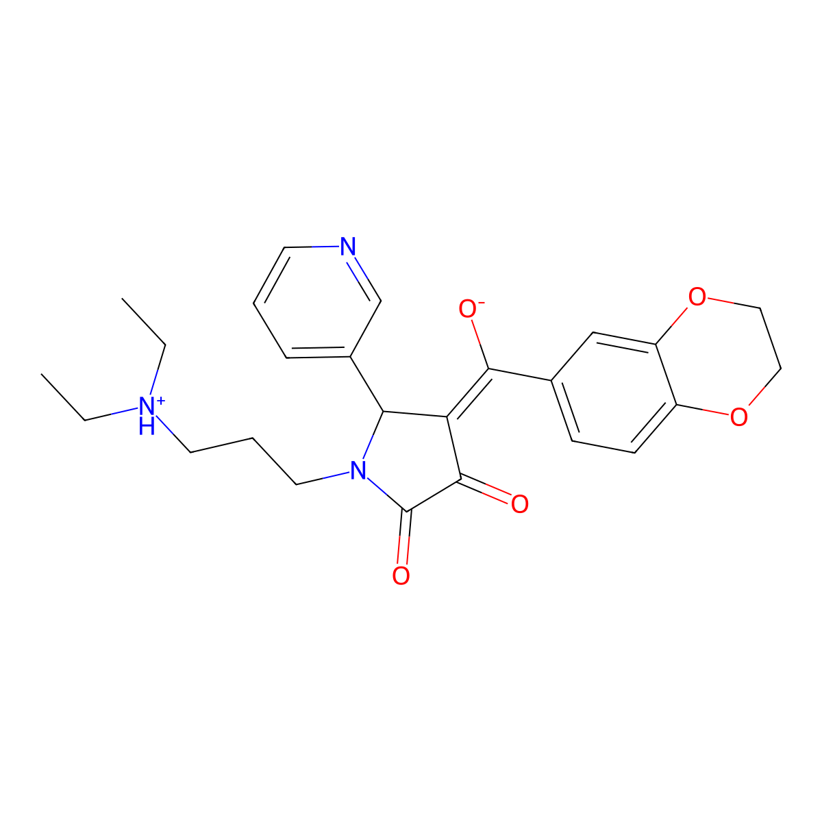 1-[3-(diethylamino)propyl]-4-(2,3-dihydro-1,4-benzodioxine-6-carbonyl)-3-hydroxy-5-(pyridin-3-yl)-2,5-dihydro-1H-pyrrol-2-one molecular structure, CAS 577999-51-0