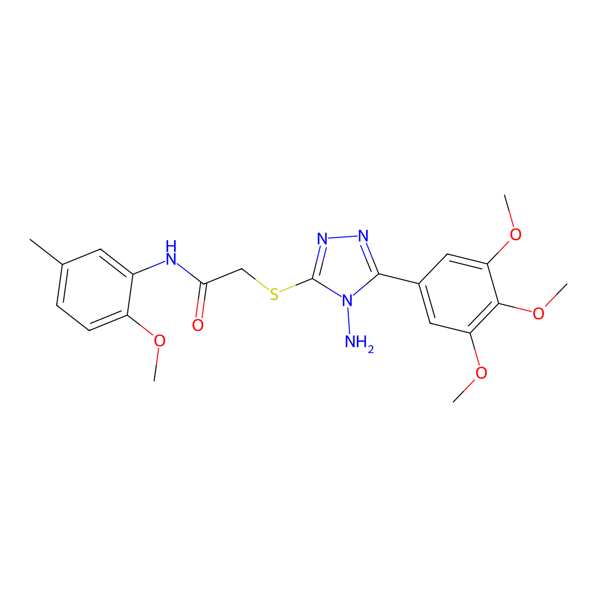 2-{[4-amino-5-(3,4,5-trimethoxyphenyl)-4H-1,2,4-triazol-3-yl]sulfanyl}-N-(2-methoxy-5-methylphenyl)acetamide molecular structure, CAS 577999-55-4