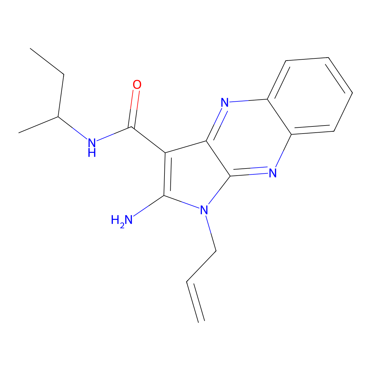 1-allyl-2-amino-N-(sec-butyl)-1H-pyrrolo[2,3-b]quinoxaline-3-carboxamide molecular structure, CAS 577999-60-1