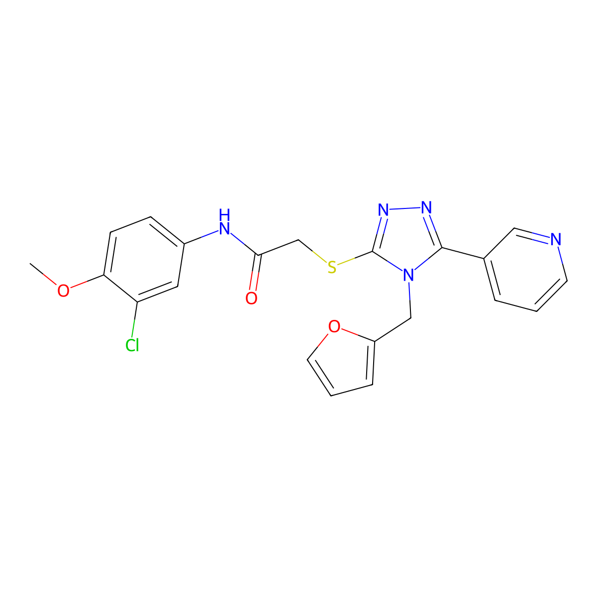 N-(3-chloro-4-methoxyphenyl)-2-{[4-(furan-2-ylmethyl)-5-(pyridin-3-yl)-4H-1,2,4-triazol-3-yl]sulfanyl}acetamide molecular structure, CAS 577999-61-2