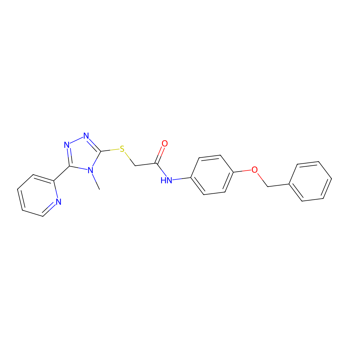 N-[4-(benzyloxy)phenyl]-2-{[4-methyl-5-(pyridin-2-yl)-4H-1,2,4-triazol-3-yl]sulfanyl}acetamide molecular structure, CAS 577999-62-3