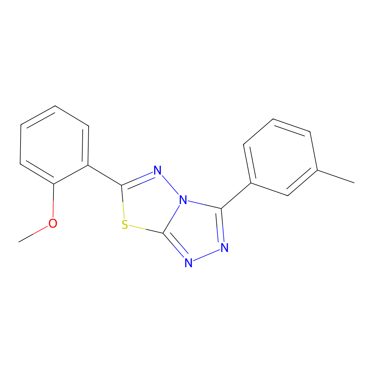 6-(2-Methoxyphenyl)-3-(3-methylphenyl)-[1,2,4]triazolo[3,4-b][1,3,4]thiadiazole molecular structure, CAS 577999-64-5