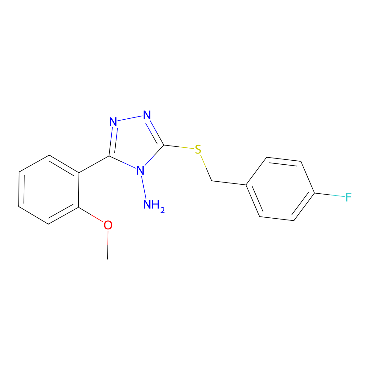 5-[(4-Fluorophenyl)methylthio]-3-(2-methoxyphenyl)-1,2,4-triazole-4-ylamine molecular structure, CAS 577999-74-7