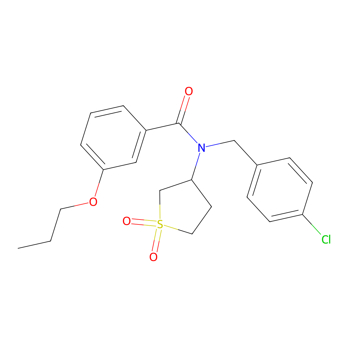 N-(4-chlorobenzyl)-N-(1,1-dioxidotetrahydrothiophen-3-yl)-3-propoxybenzamide molecular structure, CAS 577999-84-9