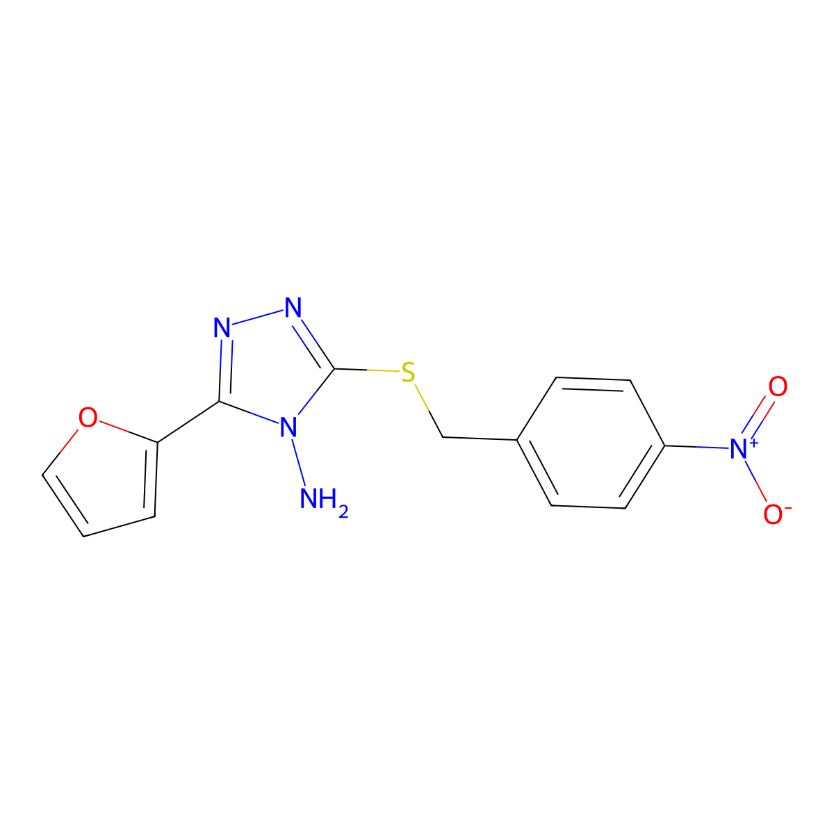 3-(Furan-2-yl)-5-[(4-nitrophenyl)methylsulfanyl]-1,2,4-triazol-4-amine molecular structure, CAS 577999-86-1