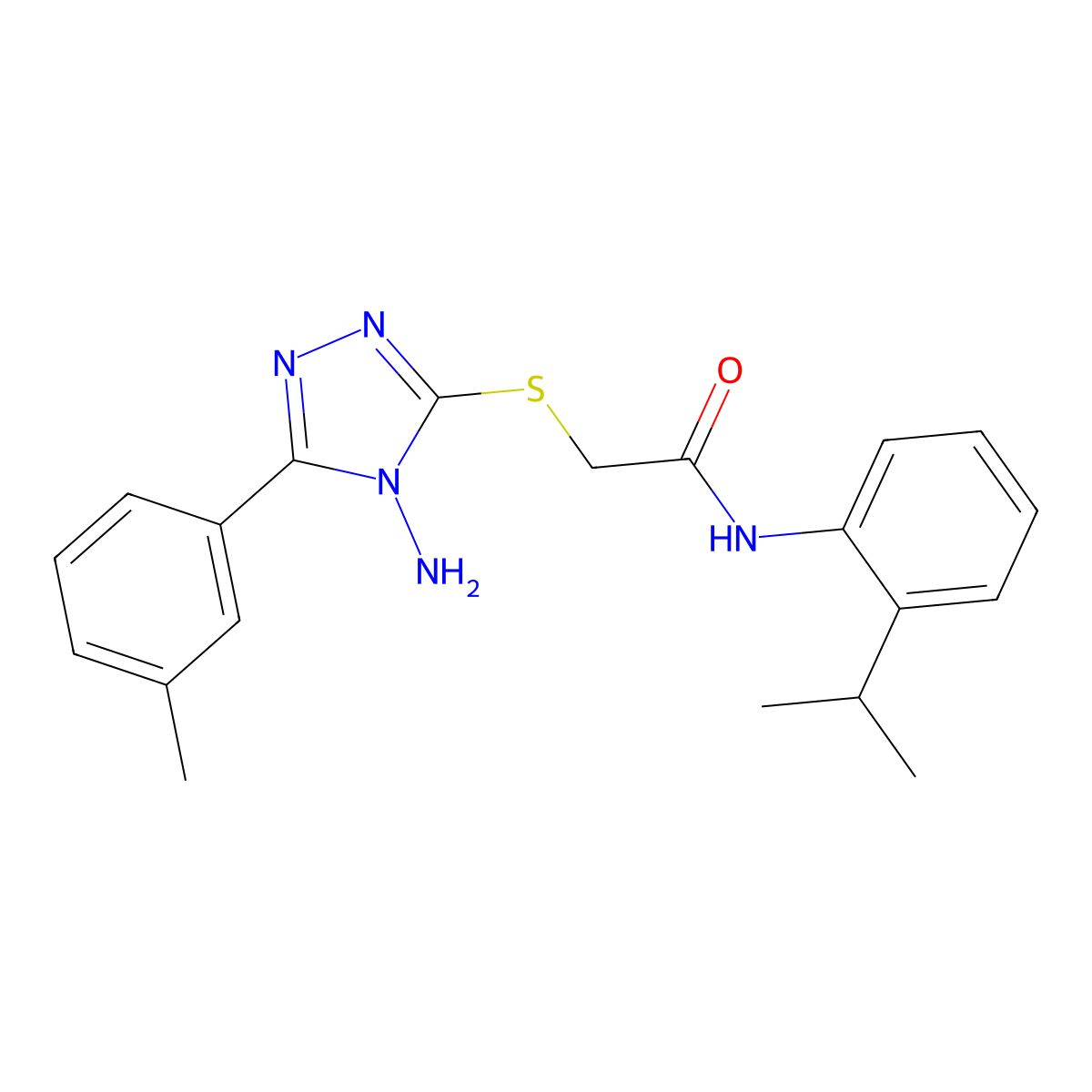 2-[4-amino-5-(3-methylphenyl)(1,2,4-triazol-3-ylthio)]-N-[2-(methylethyl)pheny l]acetamide molecular structure, CAS 577999-89-4