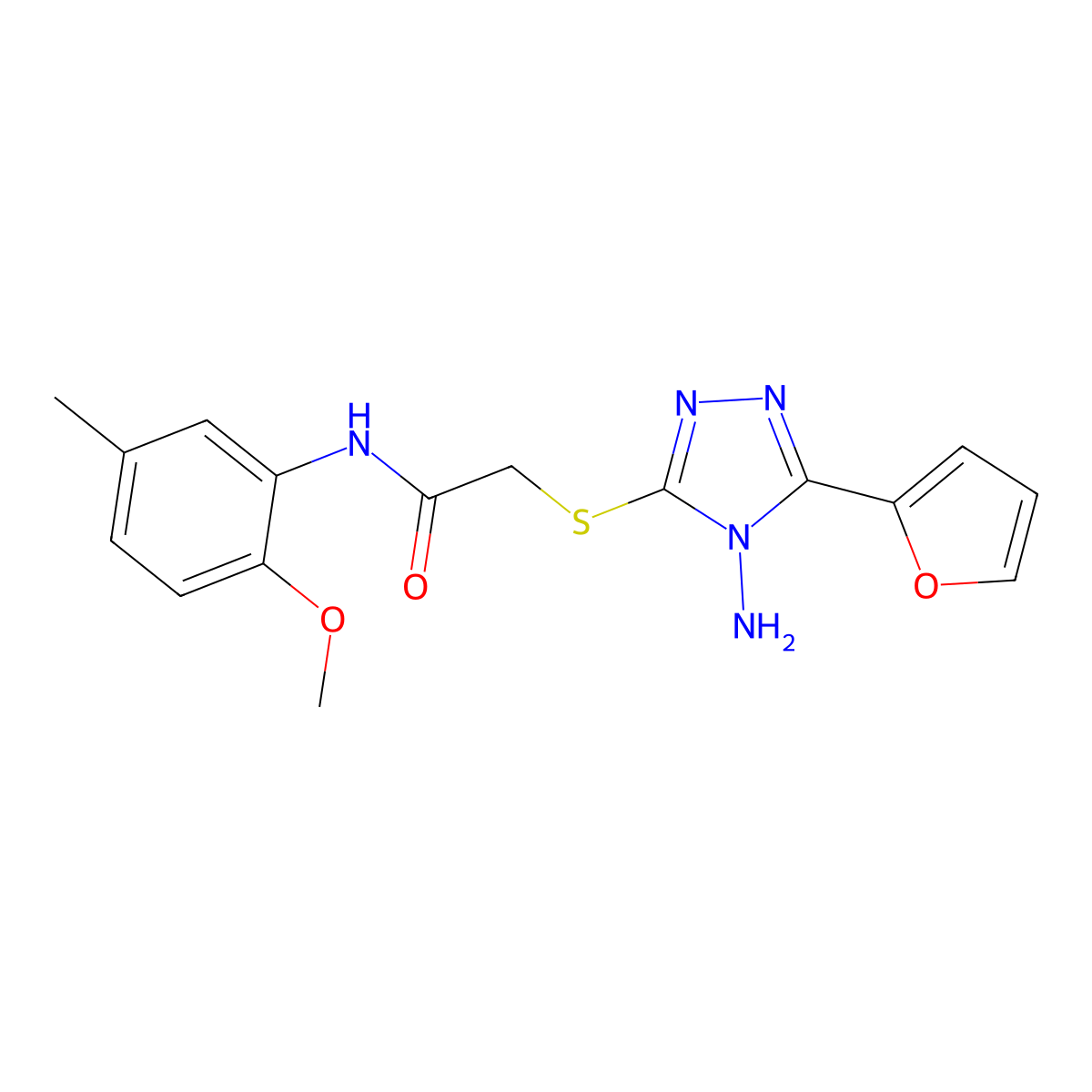 2-((4-amino-5-(furan-2-yl)-4H-1,2,4-triazol-3-yl)thio)-N-(2-methoxy-5-methylphenyl)acetamide molecular structure, CAS 577999-99-6