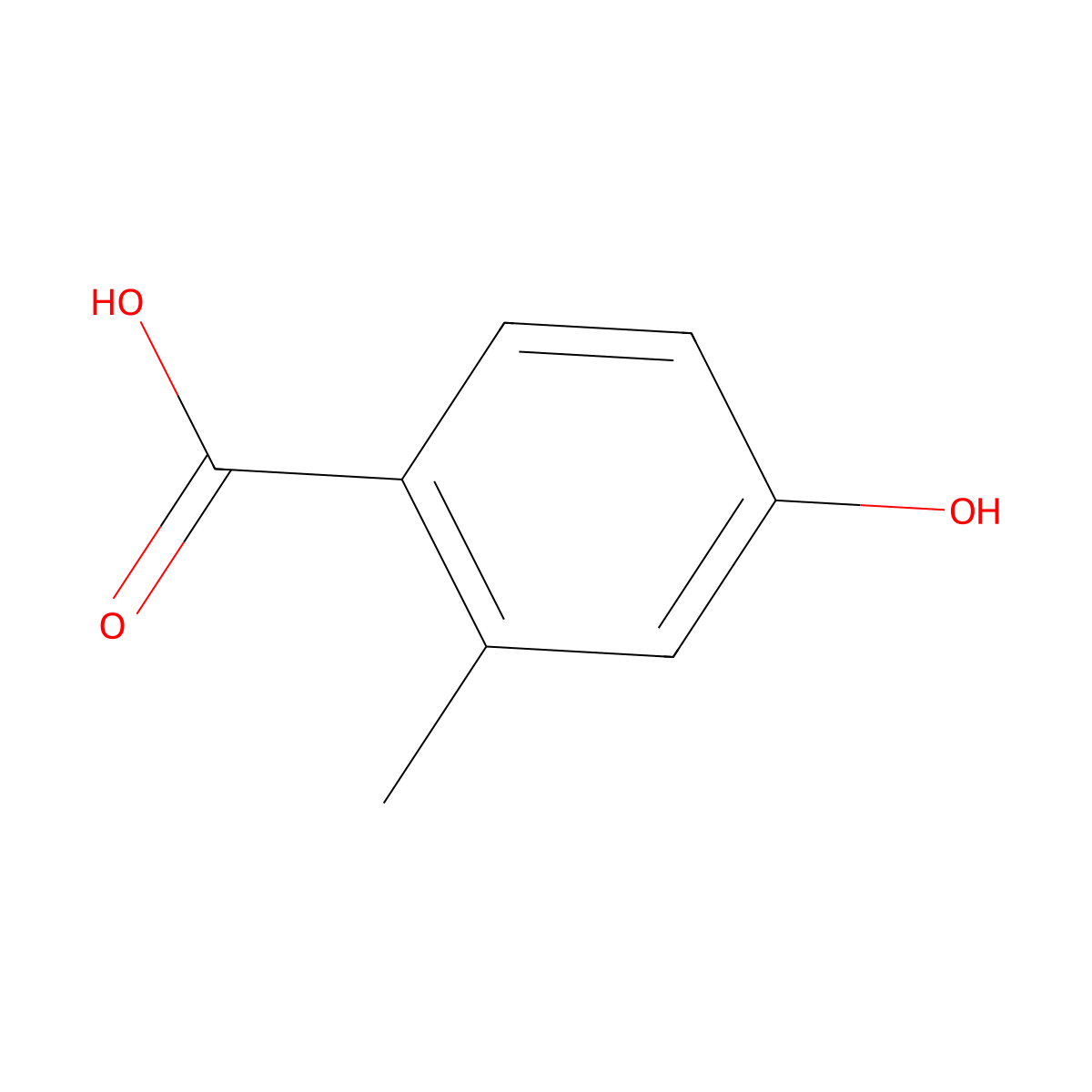 4-Hydroxy-o-toluic acid molecular structure, CAS 578-39-2