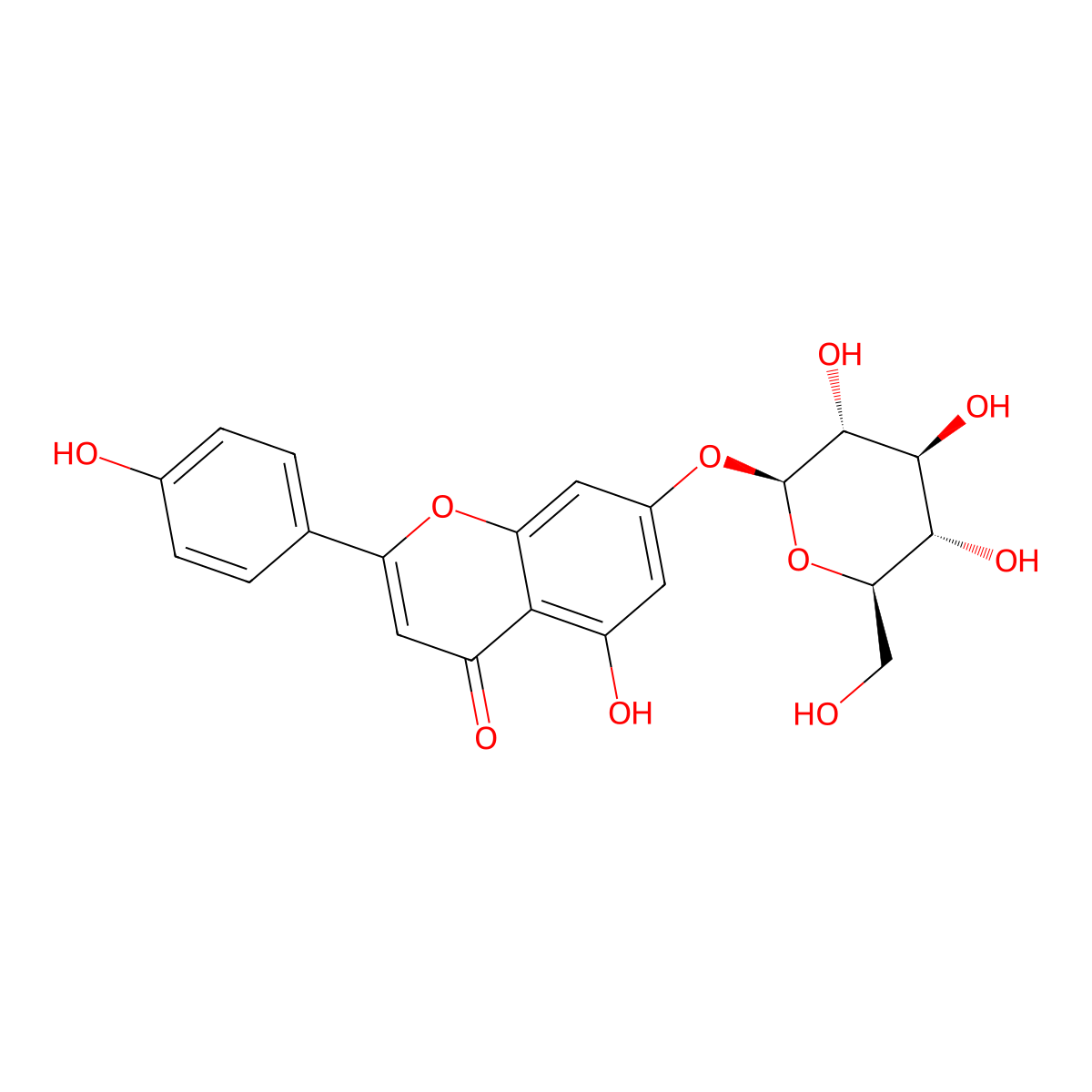 Apigenin 7-O-glucoside molecular structure, CAS 578-74-5