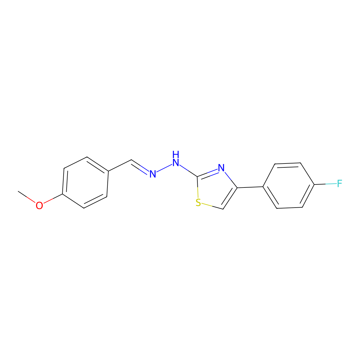 4-(4-fluorophenyl)-N-[(4-methoxyphenyl)methylideneamino]-1,3-thiazol-2-amine molecular structure, CAS 5780-59-6