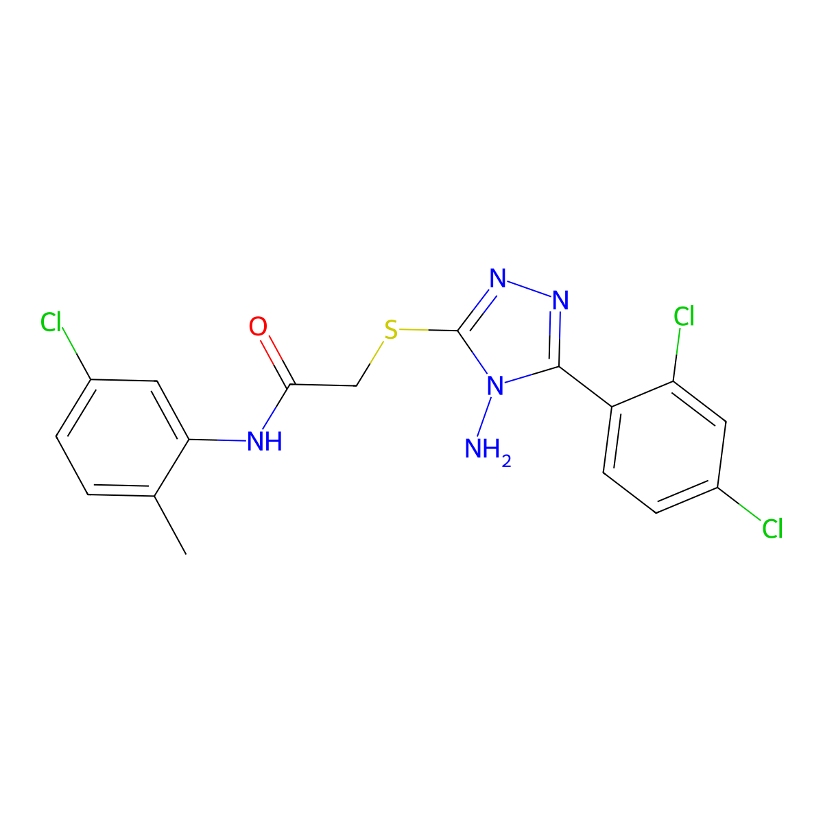 2-[4-amino-5-(2,4-dichlorophenyl)(1,2,4-triazol-3-ylthio)]-N-(5-chloro-2-methy lphenyl)acetamide molecular structure, CAS 578000-16-5