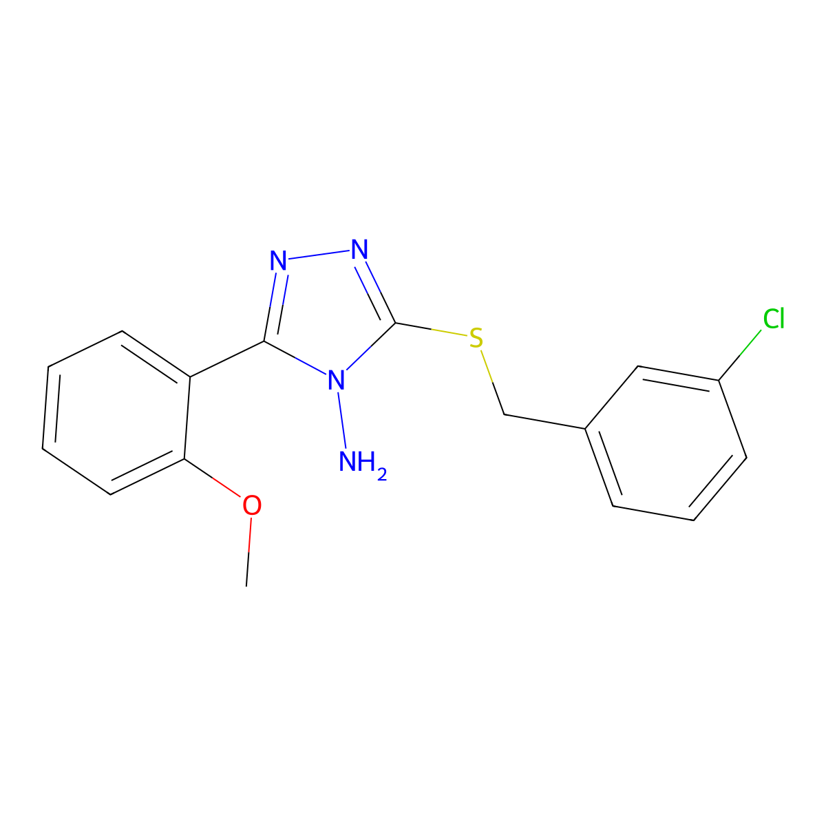 5-[(3-Chlorophenyl)methylthio]-3-(2-methoxyphenyl)-1,2,4-triazole-4-ylamine molecular structure, CAS 578000-24-5