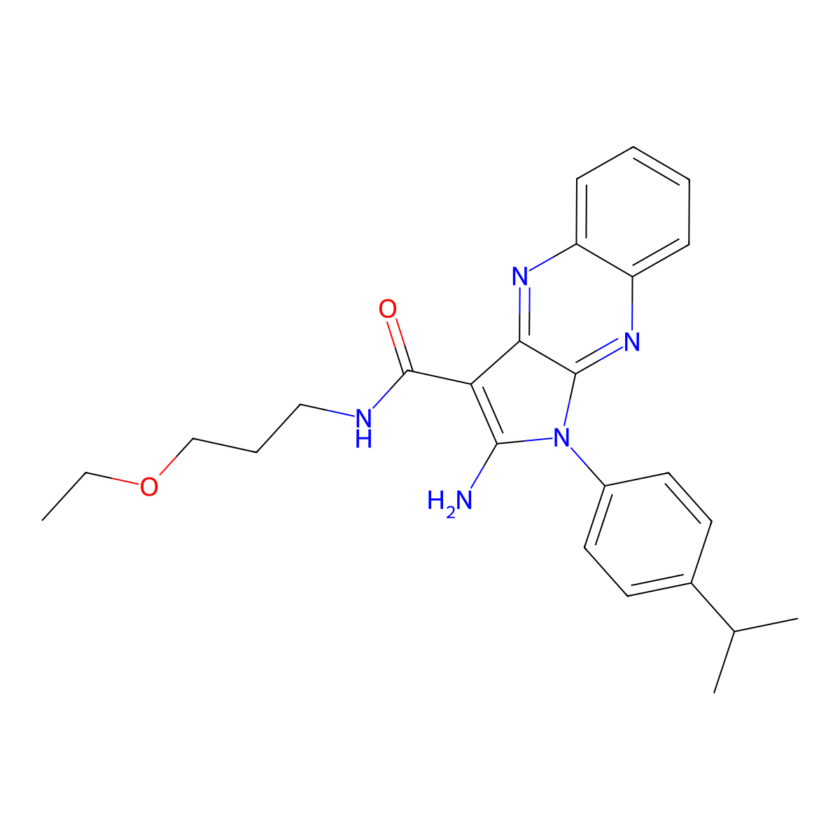 2-amino-N-(3-ethoxypropyl)-1-(4-isopropylphenyl)-1H-pyrrolo[2,3-b]quinoxaline-3-carboxamide molecular structure, CAS 578000-37-0